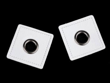 Ösen-Patches  Breite 30 mm ,Höhe 30 mm , Ø 8 mm, Weiß matt, Nickel Schwarz